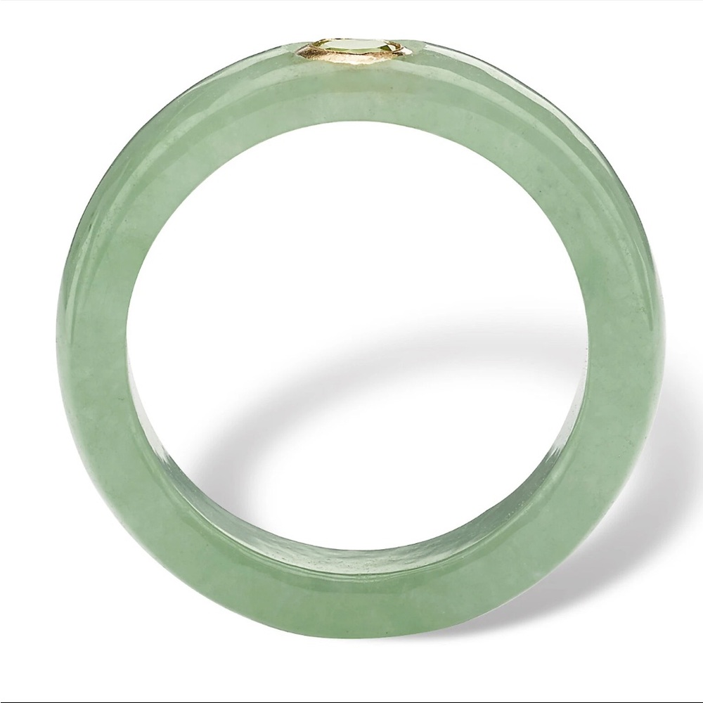 .56 TCW Round Genuine Peridot and Green Jade Ring in 14k Gold Sz 9.5 - Picture 2 of 5